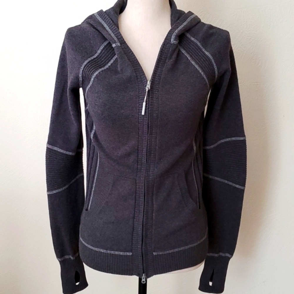 🥀Athleta Charcoal Organic Cotton Sweater Hoodie Jacket
